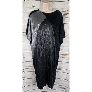 Alembika Metalllic Color Block Dress S Midi Knit Viscose Lagenlook